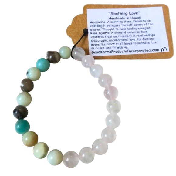 NWT 8mm Flower Agate Amazonite Rose Quartz Beaded Stretch Bracelets - Picture 5 of 6